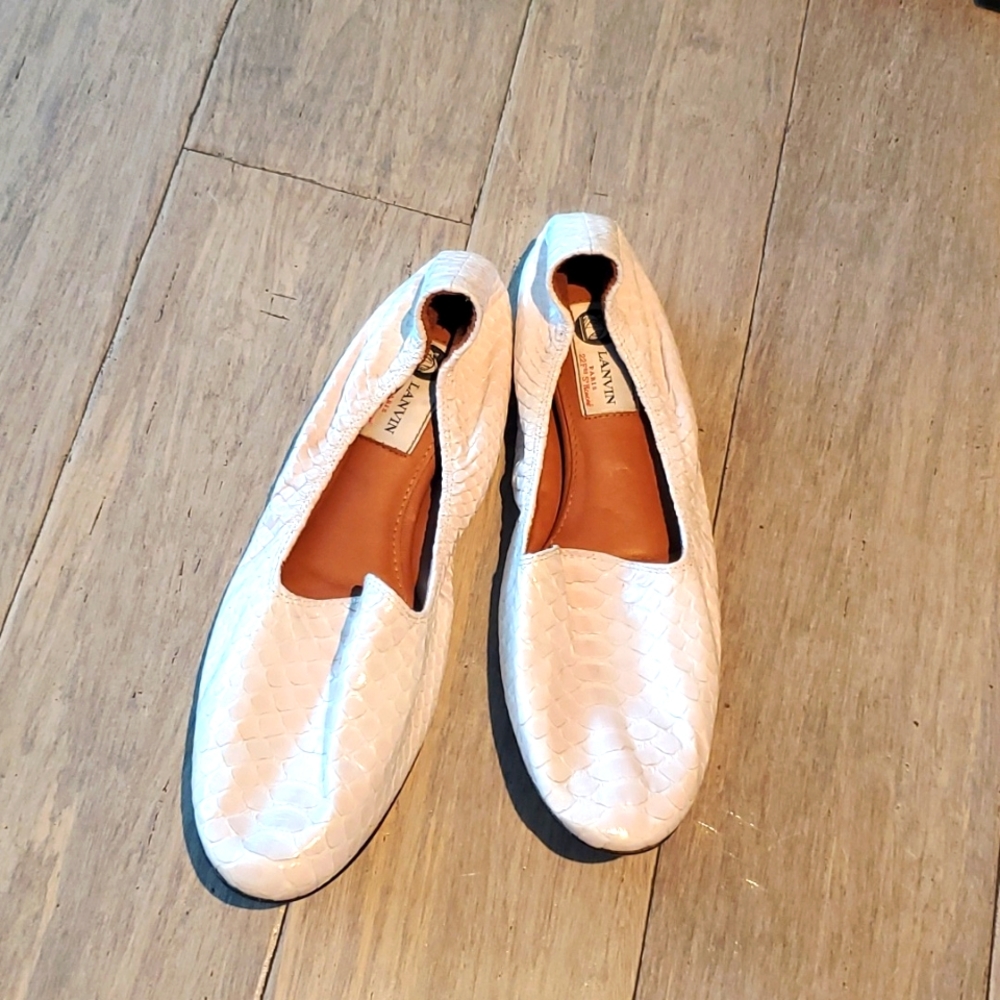 Lanvin Genuine Python Leather Light Pink Loafers … - image 1